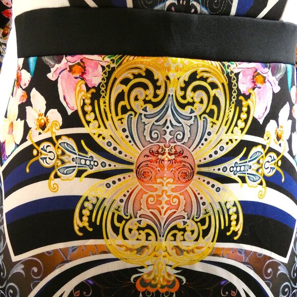 River Island Dress Wm Sz 8 Abstract Stretchy Unique Posh British Bombshell OOAK - Picture 4 of 12